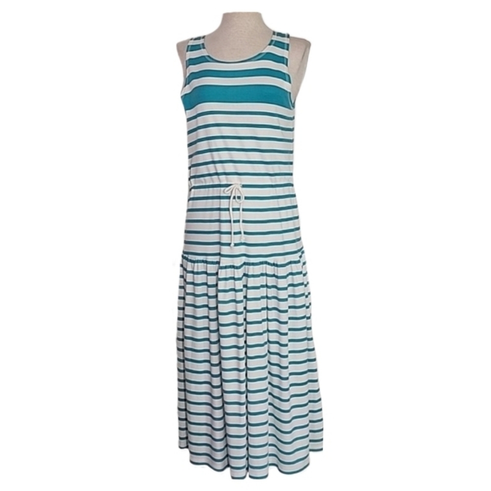 TraVerse Dress Striped Sleeveless Cotton Poly Blend Sundress Green Size M - Picture 3 of 14